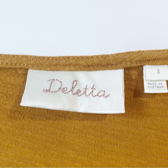 Deletta Size Small Vintage Gold Short Sleeve TShirt Ribbed - Picture 4 of 5